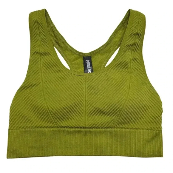 {PINK} "Seamless Lightly Lined" Active Ribbed Light Support Sports Bra - Picture 1 of 5